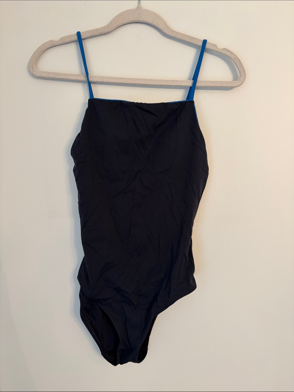 Athleta Women's Navy One Piece Swimsuit with Bright Blue Piping Accent Size S